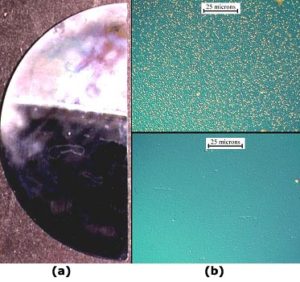 A close up of a plate and two different types of surfaces.